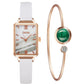 Retro Temperament Square Women's Watch Malachite Green