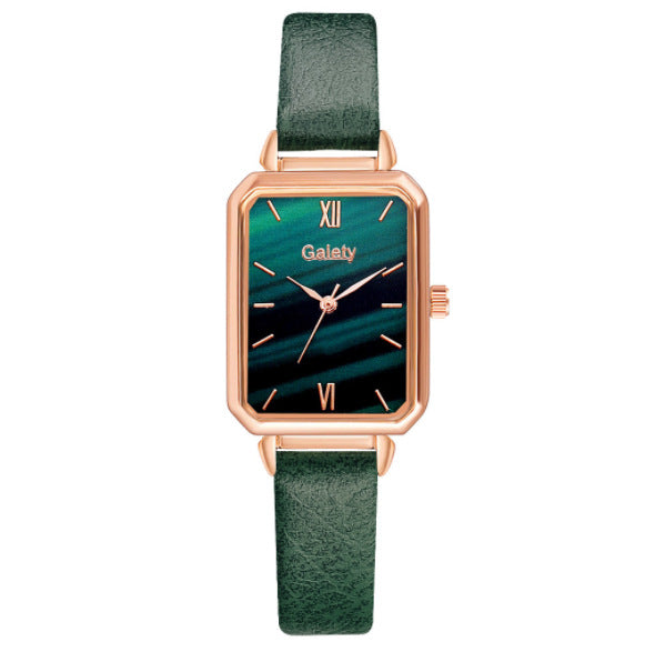 Retro Temperament Square Women's Watch Malachite Green