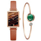 Retro Temperament Square Women's Watch Malachite Green